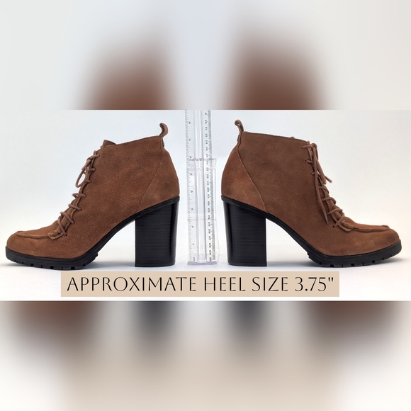 Circus Sam Edelman Denver Sz 8 Women Brown Suede Ankle Boots Lace Up Block Heel - Picture 9 of 17